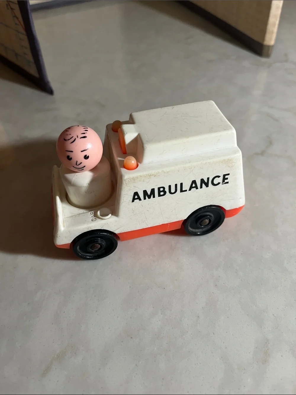Vintage Fisher-Price Little People Toy AMBULANCE with Person